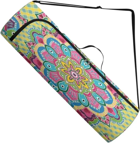 Mandala Yoga Mat Bolsa Portador Cremallera Completa Tamaño Extra Grande 7.9 in*29.9 in Correa Ajustable Pilates Gimnasio Tote Bag Ejercicio