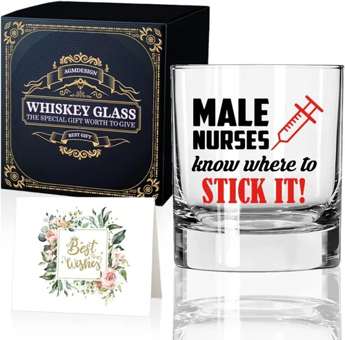 AGMDESIGN Caja de regalo de cristal de whisky para enfermera masculina, regalo de jubilación para trabajadores de la salud, regalos divertidos de