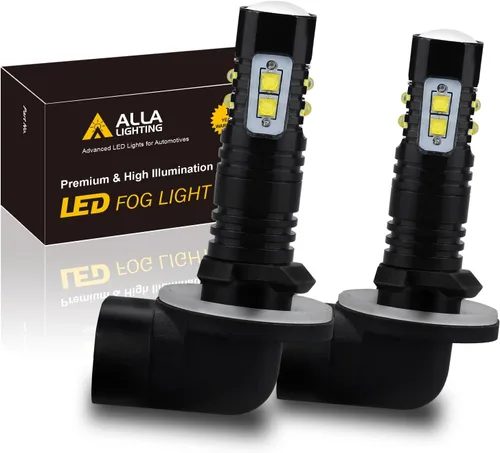 Miniatura 10 de Alla Lighting Bombillas LED antiniebla 9006 HB4 de 2400 lúmenes, 6000 K, xenón blanco superbrillante, lámparas antiniebla de repuesto