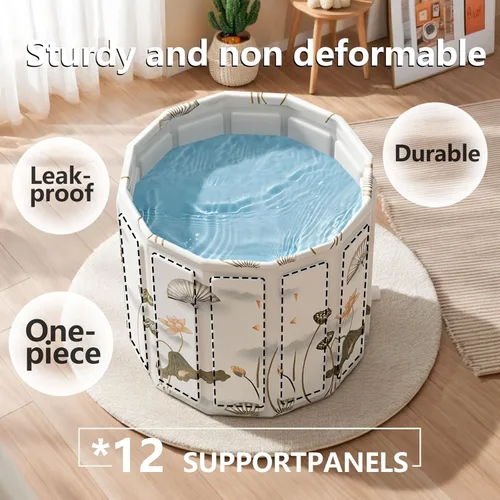 Miniatura 6 de Bañera portátil para adultos, bañera plegable para spa caliente y baño de hielo, bañera plegable pequeña para baño, bañera portátil aislada de 6 loto