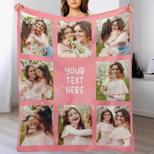 Miniatura 41 de M YESCUSTOM Manta personalizada con imagen y texto, manta personalizada de collage de fotos, mantas de vellón personalizadas para regalo de 1 imagen