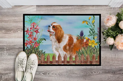 Miniatura 2 de Caroline's Treasures CK1225JMAT Cavalier Spaniel Spring Felpudo de 24 x 36 pulgadas para puerta delantera, alfombras interiores y exteriores