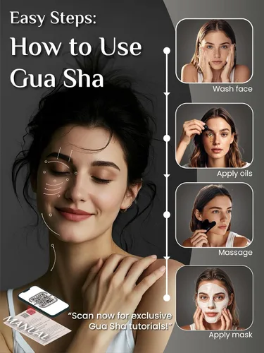 Miniatura 5 de Rena Chris Herramientas Gua Sha Faciales: Herramienta Guasha Natural de Obsidiana para Terapia de Acupuntura Facial, Masajador Facial para Esculpir