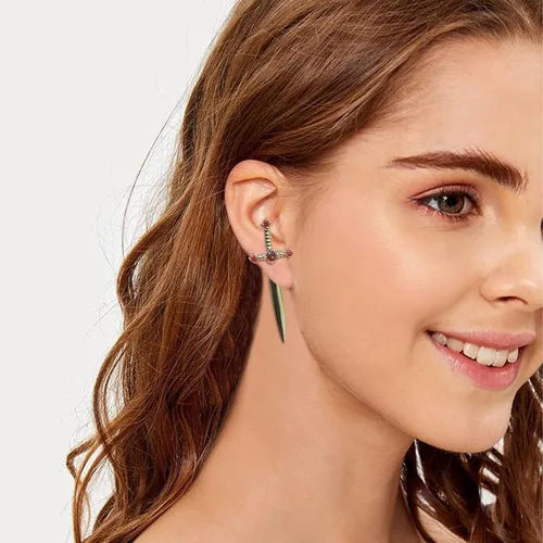Miniatura 3 de Aretes de espada para mujer, estilo gótico, rojo y negro, aretes de espada de cristal vintage, para cumpleaños, Halloween, Navidad, regalos
