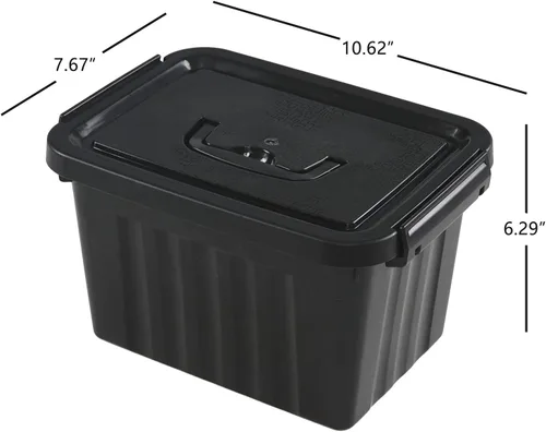 Miniatura 2 de Contenedor de plástico de 6 cuartos de galón con asas, negro, 6 paquetes