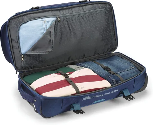 Miniatura 6 de High Sierra Fairlead - Bolsa de viaje portátil de poliéster de 34 pulgadas con ruedas y mango telescópico empotrado, color grisazul, Azul marino