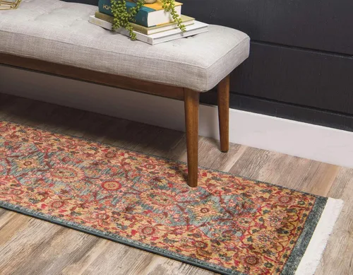 Miniatura 6 de Unique Loom - Alfombra de la colección Edinburgh - Monroe (2 x 6 pies 1 pulgada, pasillo, azul/marrón)