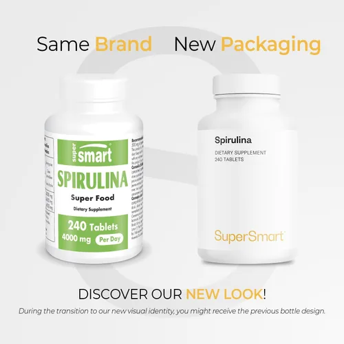 Miniatura 2 de Supersmart - Espirulina 4000 mg por día (fácil de tomar) - Algas verdes azules - Superalimento vegano natural Sin OMG y sin gluten - 240 tabletas