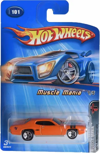 Hot Wheels 1971 Plymouth GTX, naranja, coche fundido a presión a escala 1:64, coche musculoso, niños