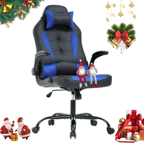 Miniatura 11 de Silla de videojuegos de respaldo alto, silla de computadora con reposacabezas y soporte lumbar, silla de computadora de altura ajustable, silla