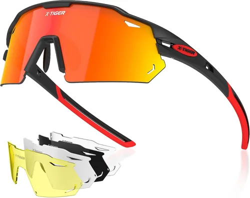 X-TIGER Gafas de ciclismo polarizadas con 5 lentes intercambiables, MTB para ciclismo, béisbol, carrera, lentes deportivos para hombres y mujeres #2