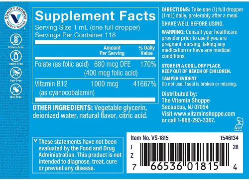 Miniatura 2 de The Vitamin Shoppe Vitamina B12: producción de energía, sistema nervioso y apoyo de glóbulos rojos, vitamina B diaria