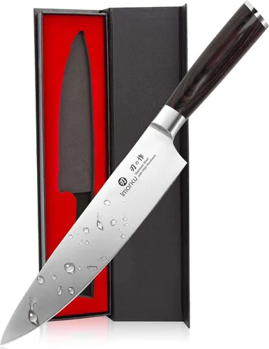 Miniatura 19 de imarku Cuchillo de chef profesional japonés de 8 pulgadas, cuchillo de pelar de acero inoxidable de alto carbono, mango ergonómico, afilado, borde