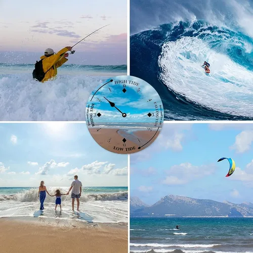 Miniatura 7 de Reloj de marea de madera, arena y nube, costa este, océano, reloj de marea de madera, marea alta y baja, para colgar en la pared, reloj