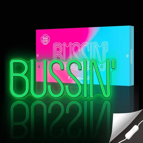 Miniatura 2 de Lumoonosity Letrero de neón Bussin - Luces de neón led de Meme Bussin para jugadores/streamers/influencers – Letras de neón verdes modernas