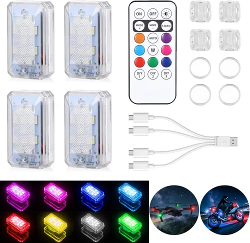 Luces estroboscópicas LED inalámbricas de 11 LED actualizadas 2026, ultra brillantes, 8 colores, luces estroboscópicas de aviones con control