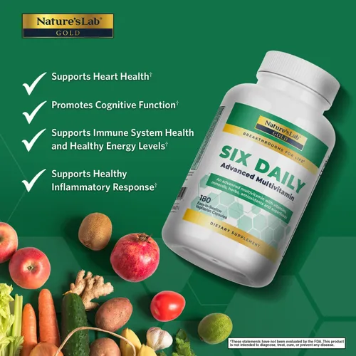 Miniatura 2 de Nature's Lab Six Daily Advanced Multivitamínico - Más de 90 nutrientes, minerales, antioxidantes, hierbas y alimentos integrales, 180 cápsulas