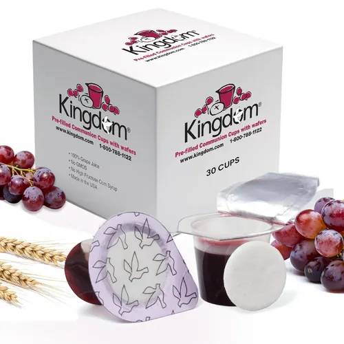 Miniatura 12 de Kingdom Taza de comunión precargada con obleas (jugo rojo de 250 quilates) sellada en un recipiente de una sola porción con hasta 1 año de vida