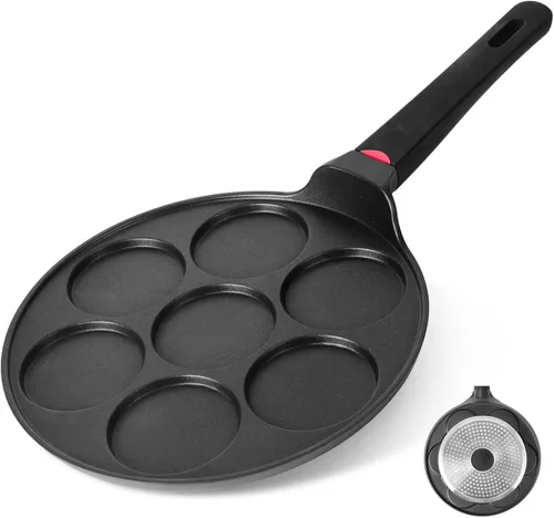 Sartén para hacer panqueques antiadherente compatible con inducción, 10.5 pulgadas Mini sin adherencia de plata dólar parrilla Blini plancha para