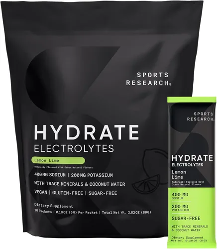 Miniatura 11 de Sports Research® Hydrate Polvo de Electrolitos - Sin Azúcar y con Sabor Natural con Vitaminas, Minerales y Agua de Coco - Apoya la Hidratación