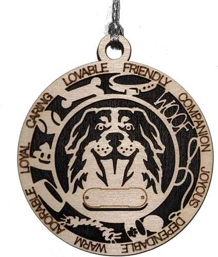 Miniatura 26 de Adorno de Navidad personalizado de madera para perro de 3 pulgadas, nombre y texto personalizables, hecho a mano en Estados Unidos, diseño de corte