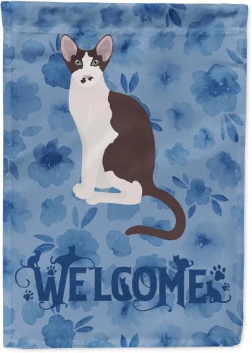 Miniatura 141 de Caroline's Treasures CK5047CHF Ojos Azules - Bandera de bienvenida con diseño de gato para casa de porche, grande, para colgar en la pared