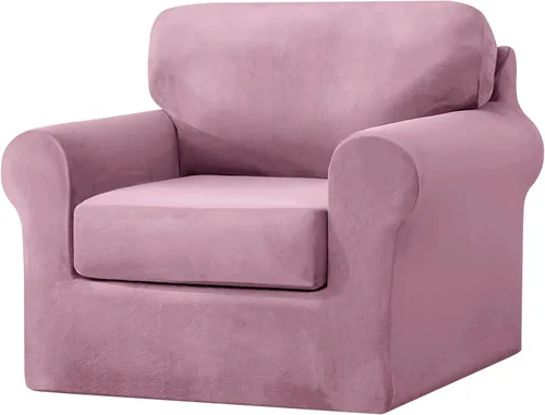 Miniatura 80 de UNBBRRL Fundas de sofá de 3 piezas para sofá, funda de terciopelo elástico para sillón con 1 funda de cojín de asiento y 1 funda de respaldo