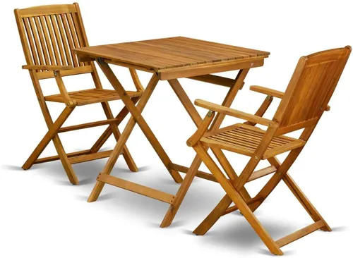 Miniatura 6 de East West Furniture SECM3CANA - Juego de mesa plegable de madera de 3 piezas para patio, contiene una mesa auxiliar cuadrada de madera de acacia