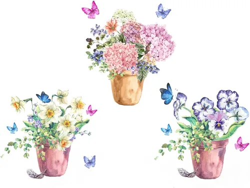 Maydahui Calcomanías de pared coloridas para macetas de mariposa (40 x 16 pulgadas), calcomanías de pared para cocina, sala de estar, dormitorio de