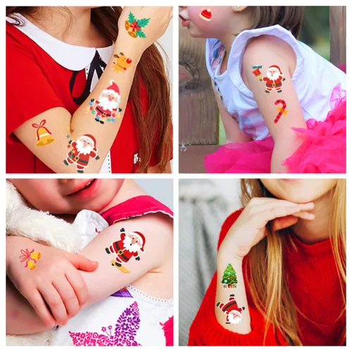 Miniatura 4 de Awinmay Tatuajes temporales de Navidad para niños, rellenos de calcetines y regalos - 240 piezas de pegatinas falsas de tatuajes de Navidad