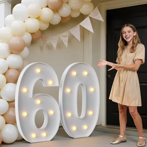 Miniatura 46 de IMPRSV Letras de mosaico iluminadas de marquesina, 4 pies para globos y fiestas, decoración de kit de arco