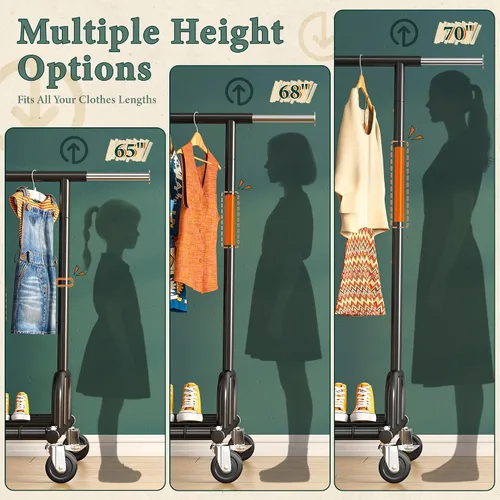 Miniatura 4 de Raybee Perchero resistente para ropa, estantes para ropa para colgar ropa pesada 200+, perchero enrollable para ropa con capacidad de carga de 485