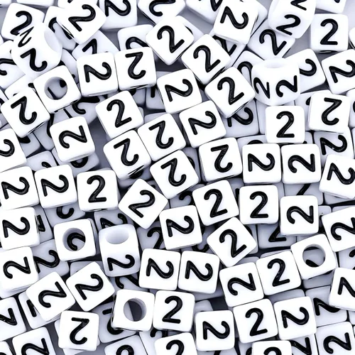 Miniatura 14 de 300 piezas de cuentas de número 0 redondas de 4x7mm, cuentas de número acrílico individual para hacer pulseras con dijes Redondo - 0