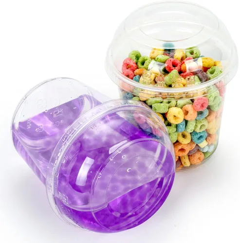 Miniatura 11 de Golden Apple, Combo de contenedor redondo de plástico PET reciclado ultra transparente de 16 onzas y tapa de cúpula - 20