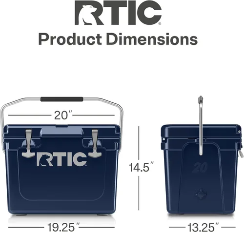 Miniatura 5 de RTIC Enfriador ultra resistente, caja de cofre de hielo aislada dura para playa, bebida, camping, picnic, pesca, barco, barbacoa Azul marino
