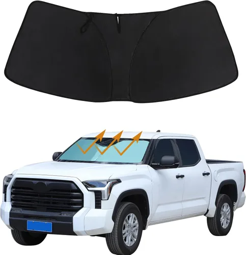 Miniatura 9 de Aunginsy Parasol para parabrisas delantero compatible con Toyota Tundra/Sequoia 2022-2024, parasol plegable reflectante para rayos UV y protección