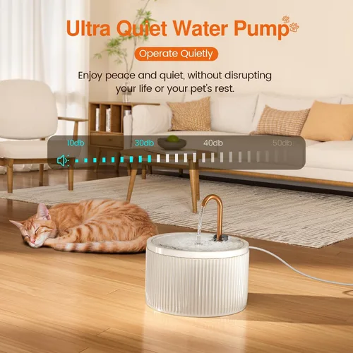 Miniatura 3 de MISFANS Fuente de Agua de Cerámica para Gatos - 2.1L/71oz - Cuerpo Totalmente de Cerámica y Caño de Agua de Cobre Puro - No Tóxico - Fuente