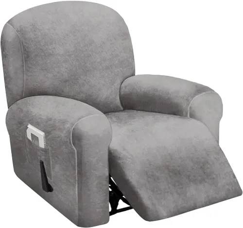 ULTICOR Funda reclinable de terciopelo para sofá reclinable de 4 piezas, 1 asiento, fundas elásticas de terciopelo para sofá reclinable de 1 cojín,