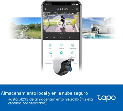 Miniatura 5 de TP-Link Tapo Cámara de Seguridad Wi-Fi para Exteriores 2K QHD con Pan/Tilt, Vista de 360°, Seguimiento de Movimiento, Visión Nocturna a