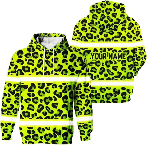 Miniatura 29 de Sudadera con Capucha de Alta Visibilidad con Bandera de EE.UU. de Color Personalizado para Hombres y Mujeres con Cintas Reflectantes, Ropa