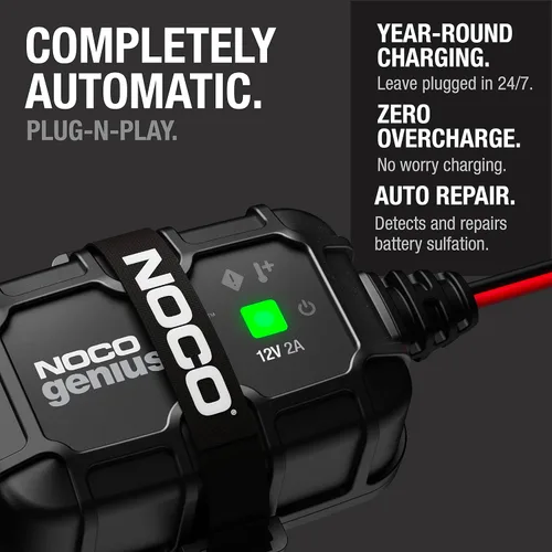 Miniatura 5 de NOCO GENIUS2D: Cargador de batería a bordo inteligente de 2A 12V - Mantenedor automático de montaje directo, cargador por goteo y desulfatador
