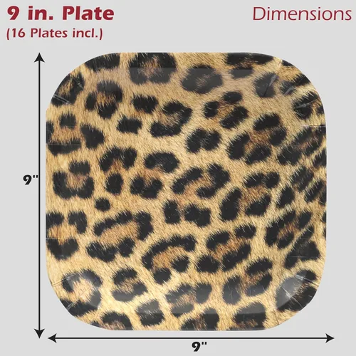 Miniatura 3 de Havercamp Fiesta temática de leopardo para 16 invitados (32 piezas) Incluye 16 platos llanos y 16 platos laterales. Leopardo fotorealista para un