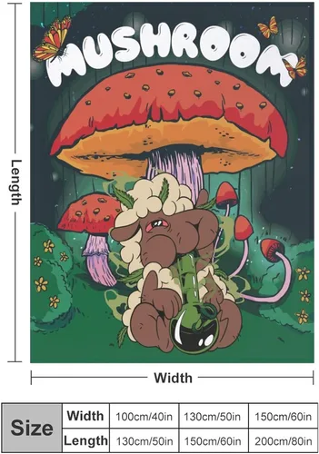 Miniatura 3 de Manta pequeña de marihuana de marihuana de hongos, 50 x 40 pulgadas, para mujeres y hombres, manta de felpa suave para cama, sofá, manta negra