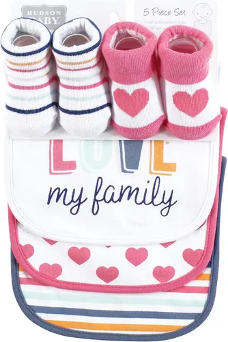 Miniatura 99 de Hudson Baby Conjunto de babero y calcetines unisex de algodón para bebé