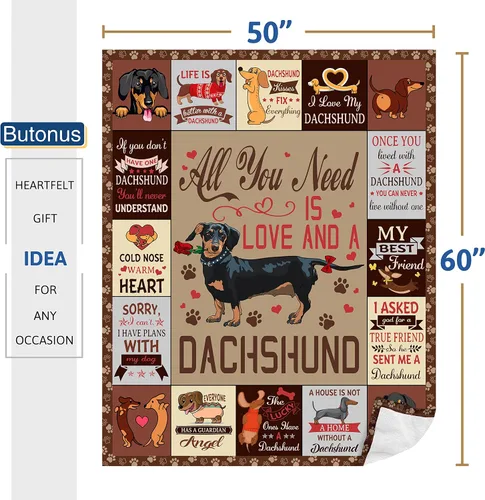 Miniatura 2 de Butonus Dachshund Weiner Dog Regalos para mujeres, hombres, adultos y niños, manta de regalo para amantes del perro salchicha de 60 x 50 pulgadas