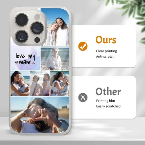 Miniatura 5 de Fundas de teléfono personalizables con diseño de texto, fotos y empalme, regalos para mujeres, familia, madre, aplicable con iPhone 11, 12, 13, 14