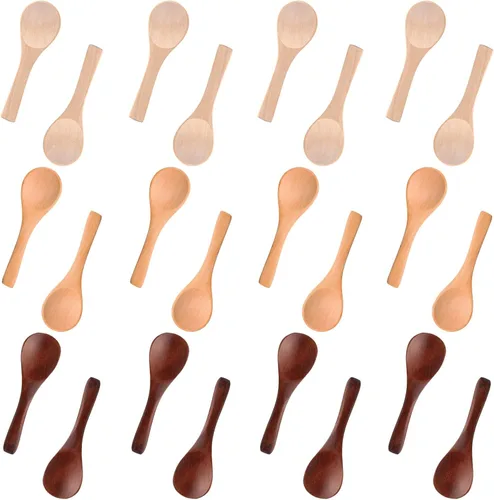 Miniatura 16 de Boao 50 Pzas Cucharas Pequeñas de Madera, 3.5'' L, Mini Cucharas Pequeñas de Madera Natural Cucharaditas Pequeñas para Frascos Azúcar Cremera Miel