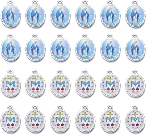 ZHENYIN 80pcs Nuestra Señora Virgen María Crucifijo Medallas Dijes Colgantes Collar Pulsera Joyería Fabricación y Artesanía