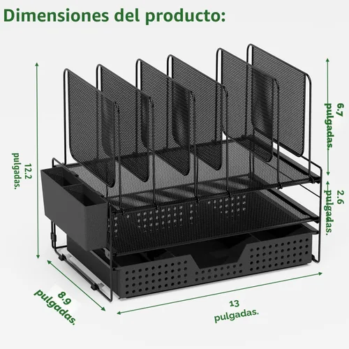 Miniatura 7 de LEKETREE Organizador de escritorio, organización de oficina con soporte de archivos vertical, organizador de archivos con cajón y soporte