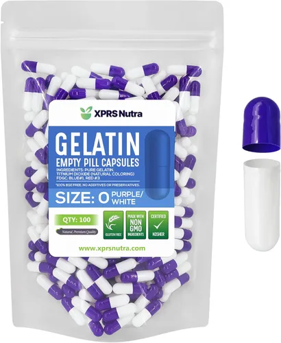 XPRS Nutra Size 0 Empty Capsules - 100 Count Empty Gelatin Capsules - Pills DIY Capsule Filling - Pure Bovine Pill Gel Caps for Do-It-Yourself